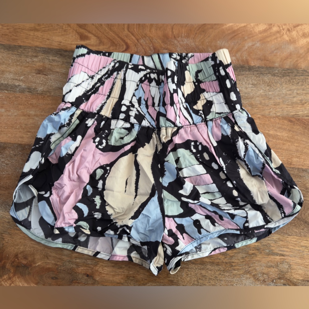 Free People The Way Home Running Shorts Butterfly Pattern